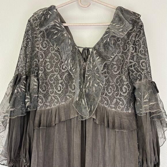 POL short Dress with Ethereal Sleeves Cottagecore whimsy fairy whimsigoth M - Picture 2 of 12